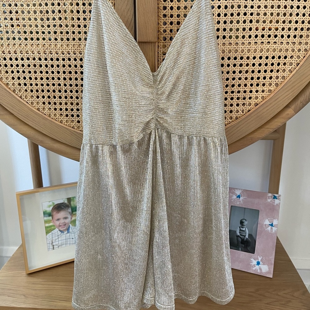 Adorable Flowy Gold Romper NBW Urban Outfitters
